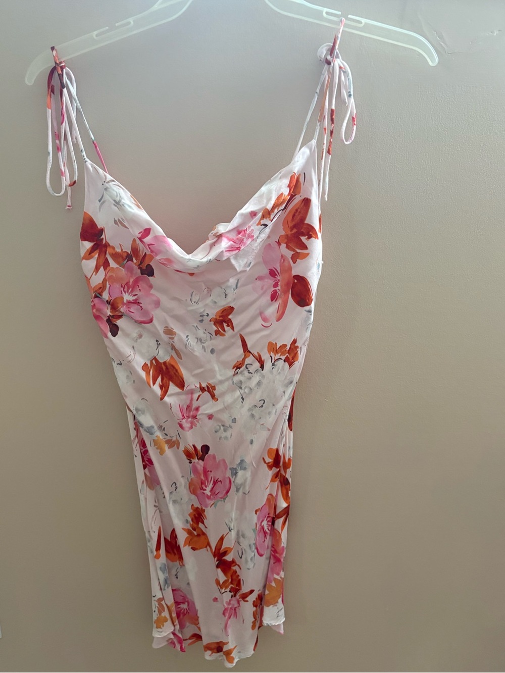 Zara Pink & Orange Floral Tie-Shoulder Slip Dress